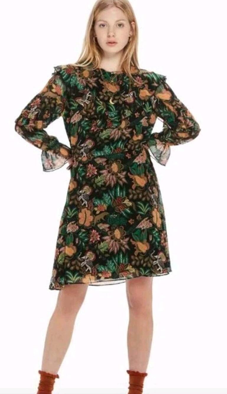 Scotch and Soda Maison Scotch Dress Size Small Jungle Print Ruffle Fantastique
